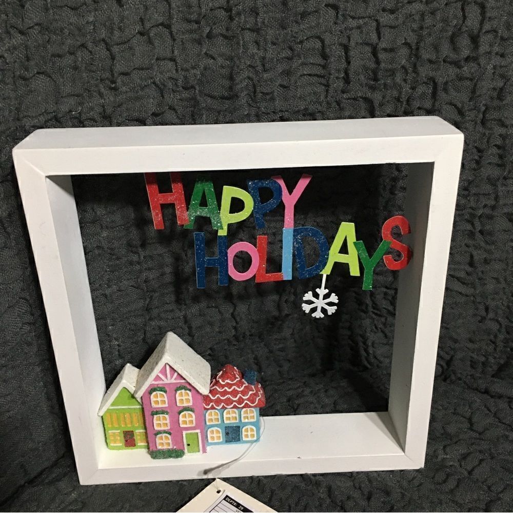 "Happy Holidays" NWT Shadow Box Decor Piece